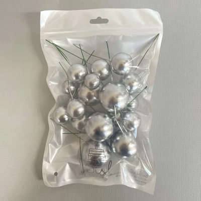 Silver foam ball deco toppers 20 pieces
