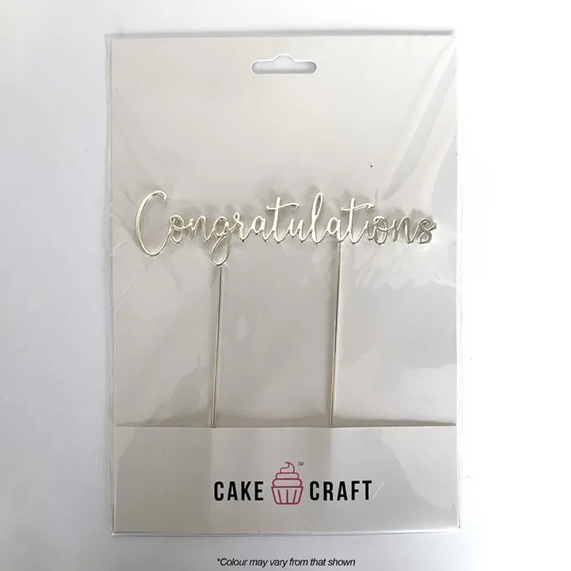 SILVER METAL CAKE TOPPER CONGRATULATIONS