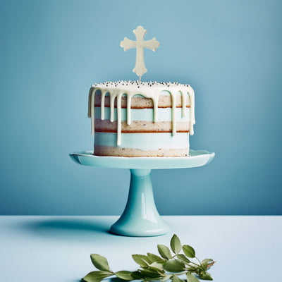 Silver metal Cross cake topper