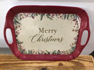 Christmas Melamine Tray Large Foliage Merry Christmas