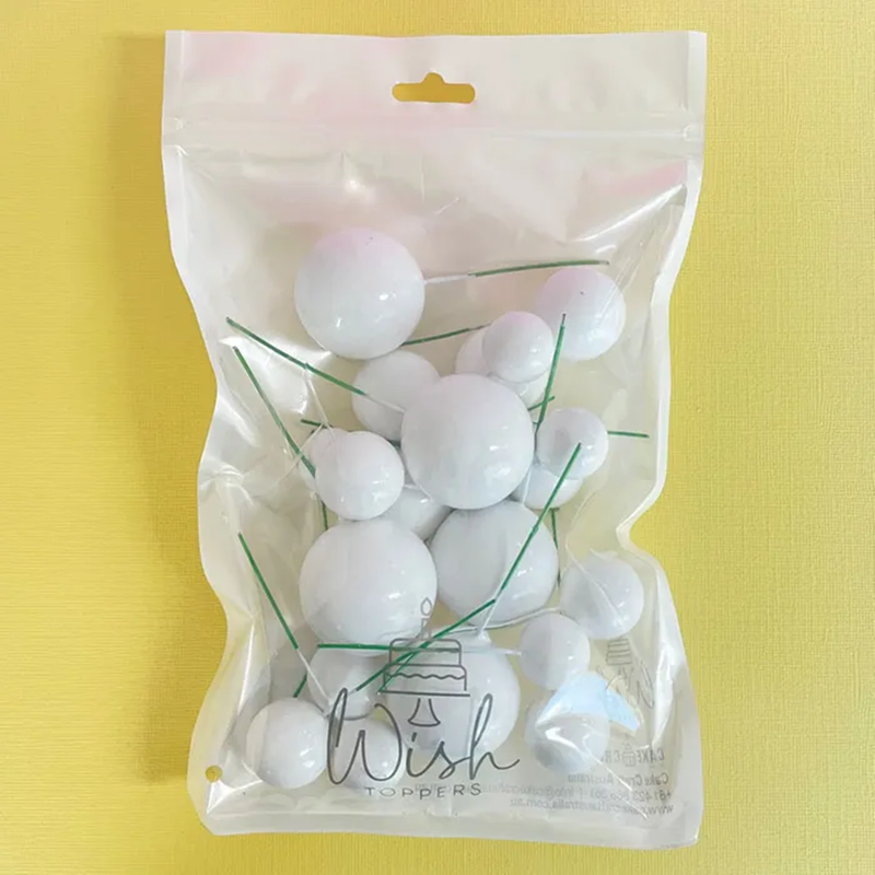 White foam ball deco toppers 20 pieces