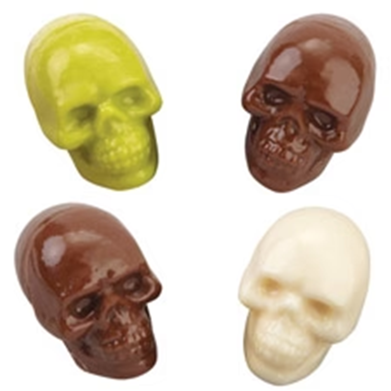 Examples of chocolates made using the mini skull chocolate mould