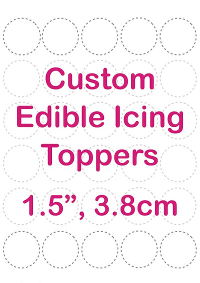 Custom edible icing image 30 circles 1.5 inch 3.8cm diameter