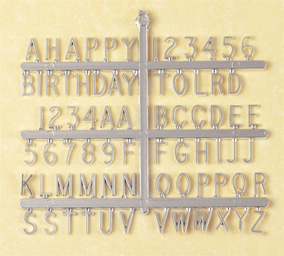 Silver plastic cake topper alphabet and number set