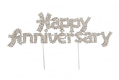 Happy anniversary diamante cake topper