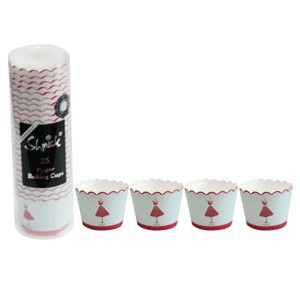 Red dress straight sided cupcake papers