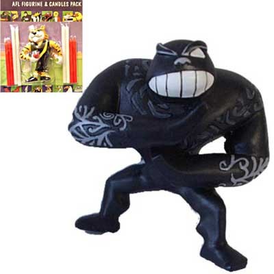 Warriors rugby league mascot cake figurine and candles topper set