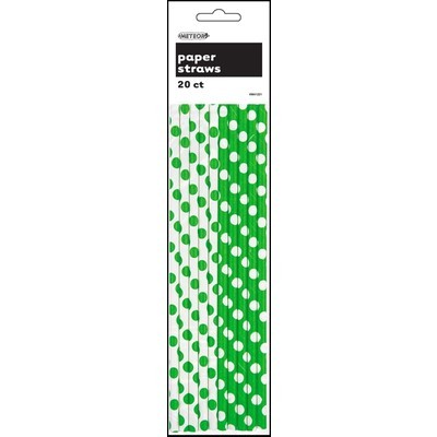 2 colourway Green and White polka dot retro paper straws