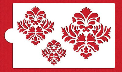 Large damask icons stencil set
