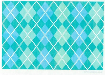 Wafer paper sheet Blue & Green Argyle
