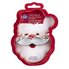 Santa face and Moustache or Mustache 2 piece cookie cutter set