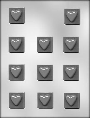 Square truffle or mint with hearts chocolate mould