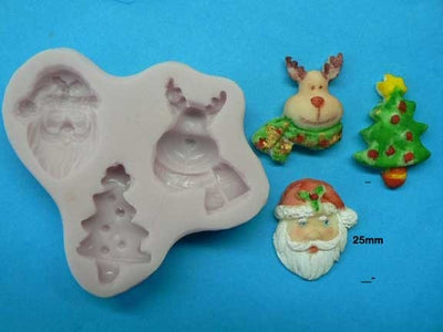 Santa Rudolph and Christmas tree silicone mould