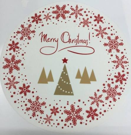 Edible icing image Merry Christmas with trees and Snowflakes