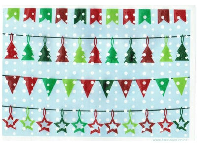 Wafer paper sheet Christmas bunting style 2