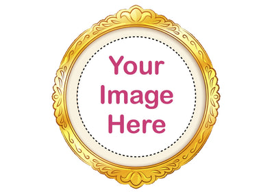 Custom edible icing image GOLD FRAME ROUND