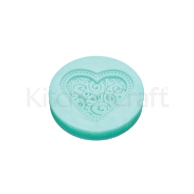 A 60mm wide silicone mould featuring a detailed baroque filigree heart design.