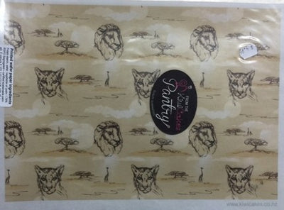 Wafer paper sheet Lion and Lioness Safari print