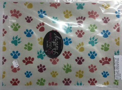 Wafer paper sheet Paw prints RAINBOW