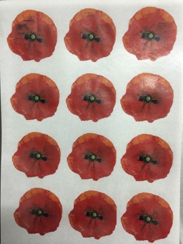Wafer paper sheet 12 Poppy flowers