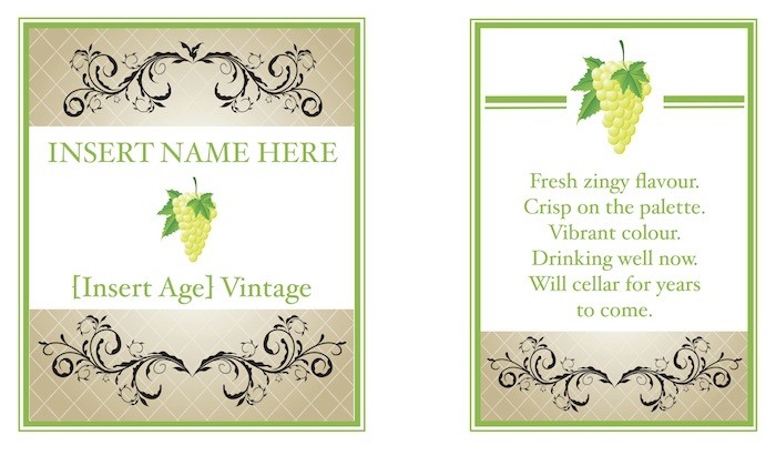 Custom edible icing image WINE LABEL white
