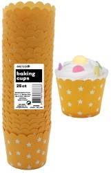 Straight sided cupcake papers Yellow with white stars