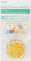 Baby shower standard cupcake papers and picks combo