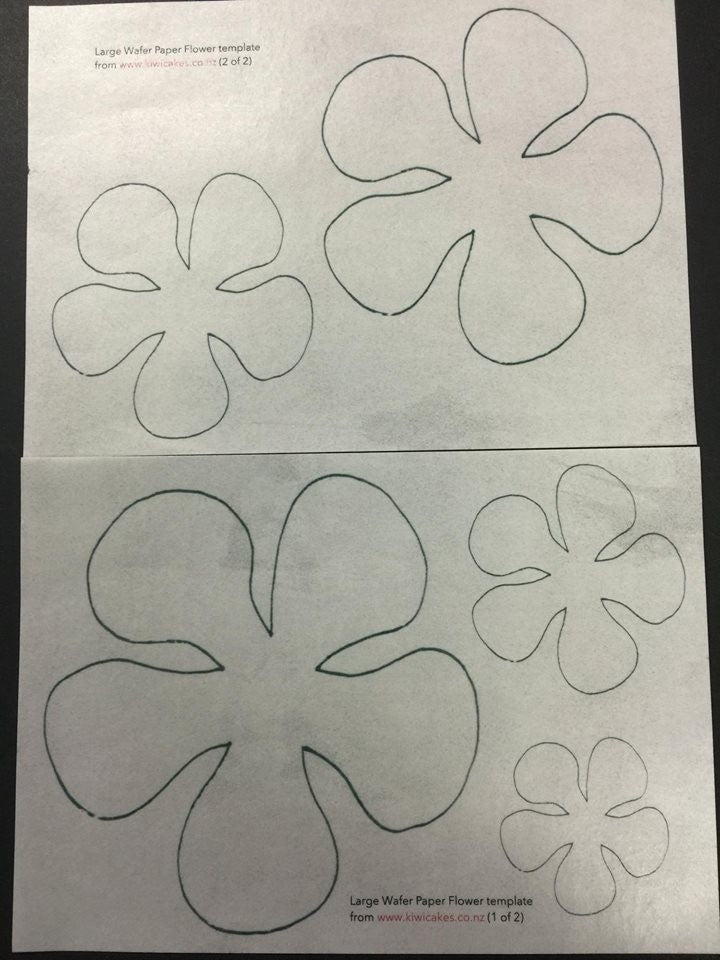 Wafer paper sheet Flower template style 2 Large (2 sheets)