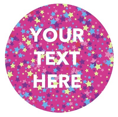 Custom edible icing image STARS on round pink background