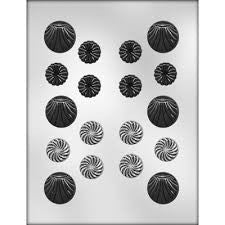 Ornate thin round discs chocolate mould