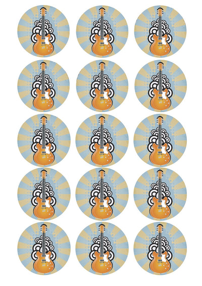 Design Sheet edible image Guitar music theme