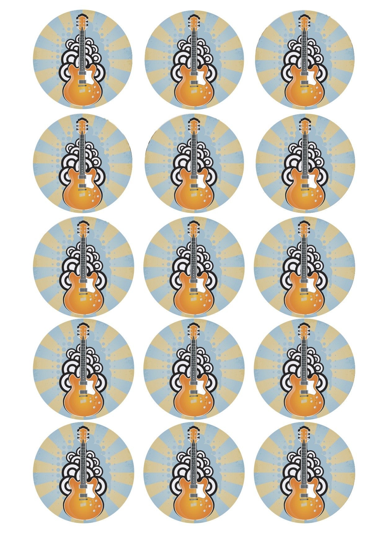 Design Sheet edible image Guitar music theme