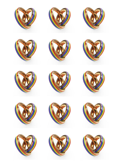Design Sheet edible image Rainbow interlocking wedding rings