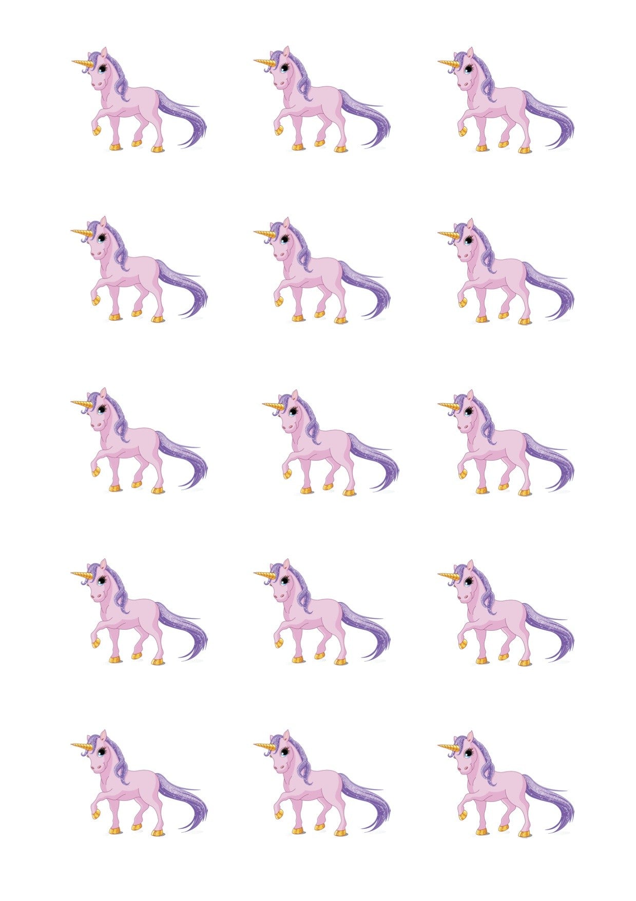 Design Sheet edible image Pink Unicorns