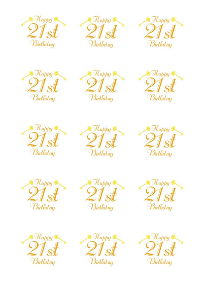 Design Sheet edible images 21st Birthday Gold Key