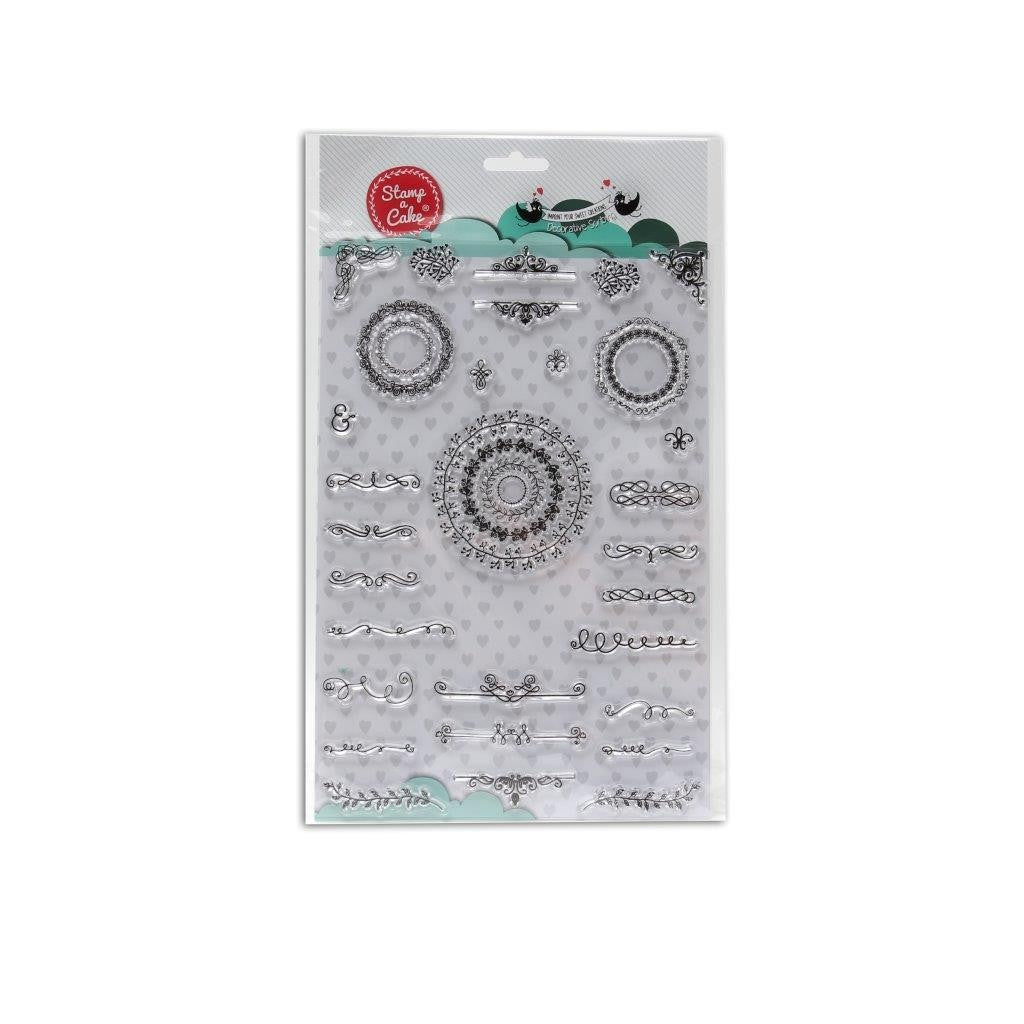 Stamp a Cake Stamp Set Decorative Scribing curlicues and scrolls