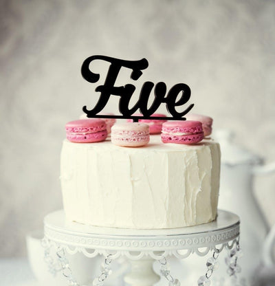 Number Five 5 Black Acrylic cake topper pick