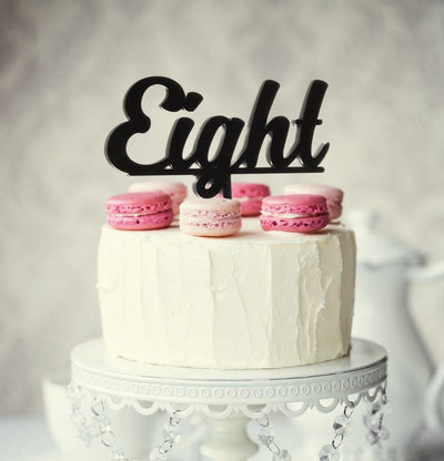 Number Eight 8 Black Acrylic cake topper pick