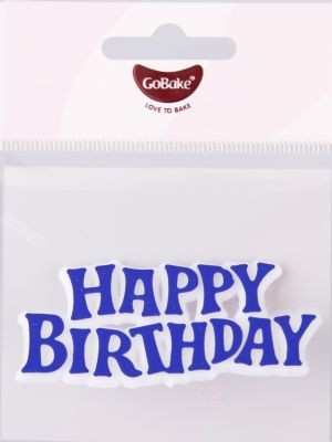 GoBake Happy Birthday Plaque Motto BLUE
