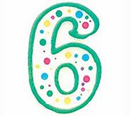 Green border No 6 numeral Polka Dot Sprinkles number candle