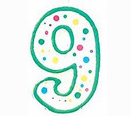 Green border No 9 numeral Polka Dot Sprinkles number candle