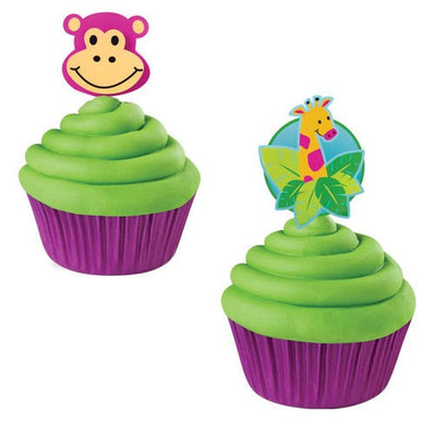 Jungle Animal Safari or Zoo Giraffe Monkey face cupcake picks