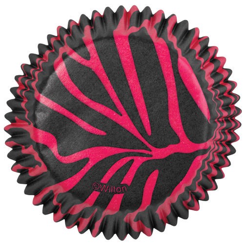 Zebra Hot Pink standard cupcake papers baking cups
