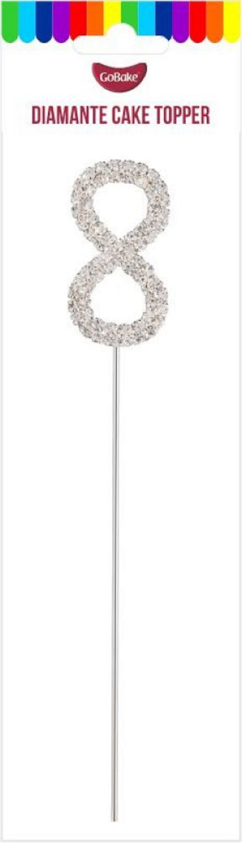 4.5cm claw set diamante Number 8 cake topper