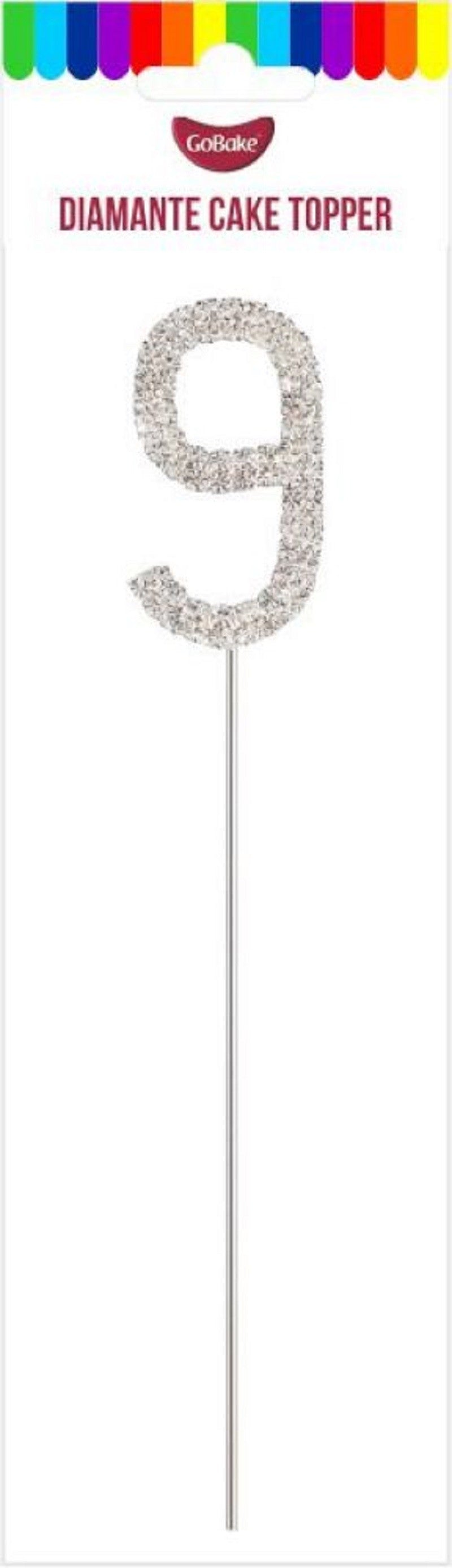 4.5cm claw set diamante Number 9 cake topper