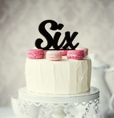 Number Six 6 Black Acrylic cake topper pick