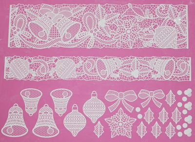 Cake lace Claire Bowman mat Bells and Bows