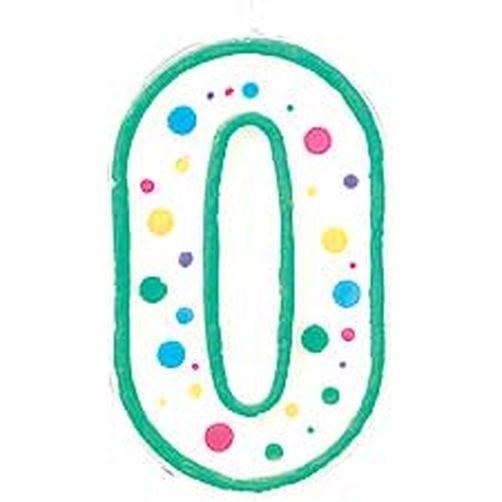 Green border No 0 numeral Polka Dot Sprinkles number candle
