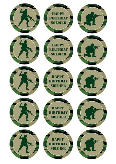 Design Sheet edible image Army camouflage soldiers