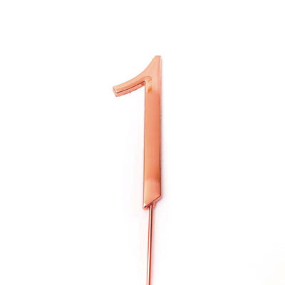 Rose Gold metal numeral 1 cake topper pick